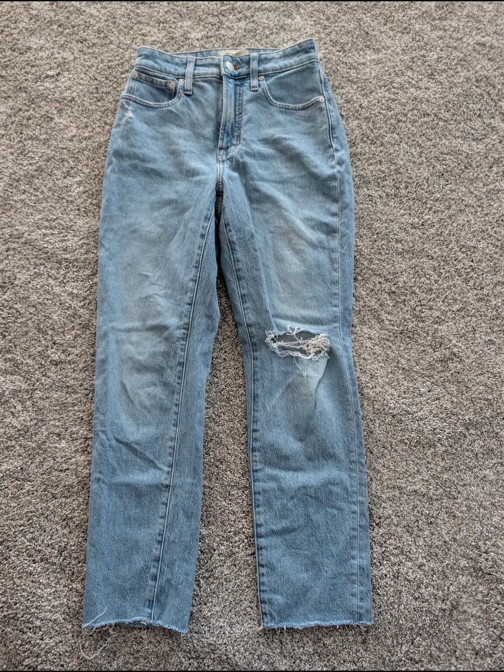 Madewell The Curvy Perfect Vintage Jean Distressed Coney Wash Raw Hem Size 25